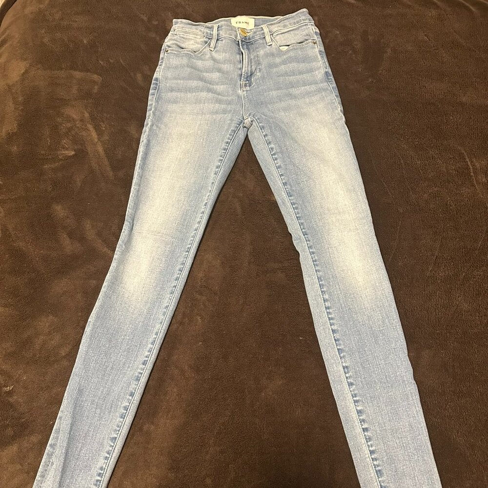 Frame Blue Cut Off Faded Blue Le High Skinny Jeans